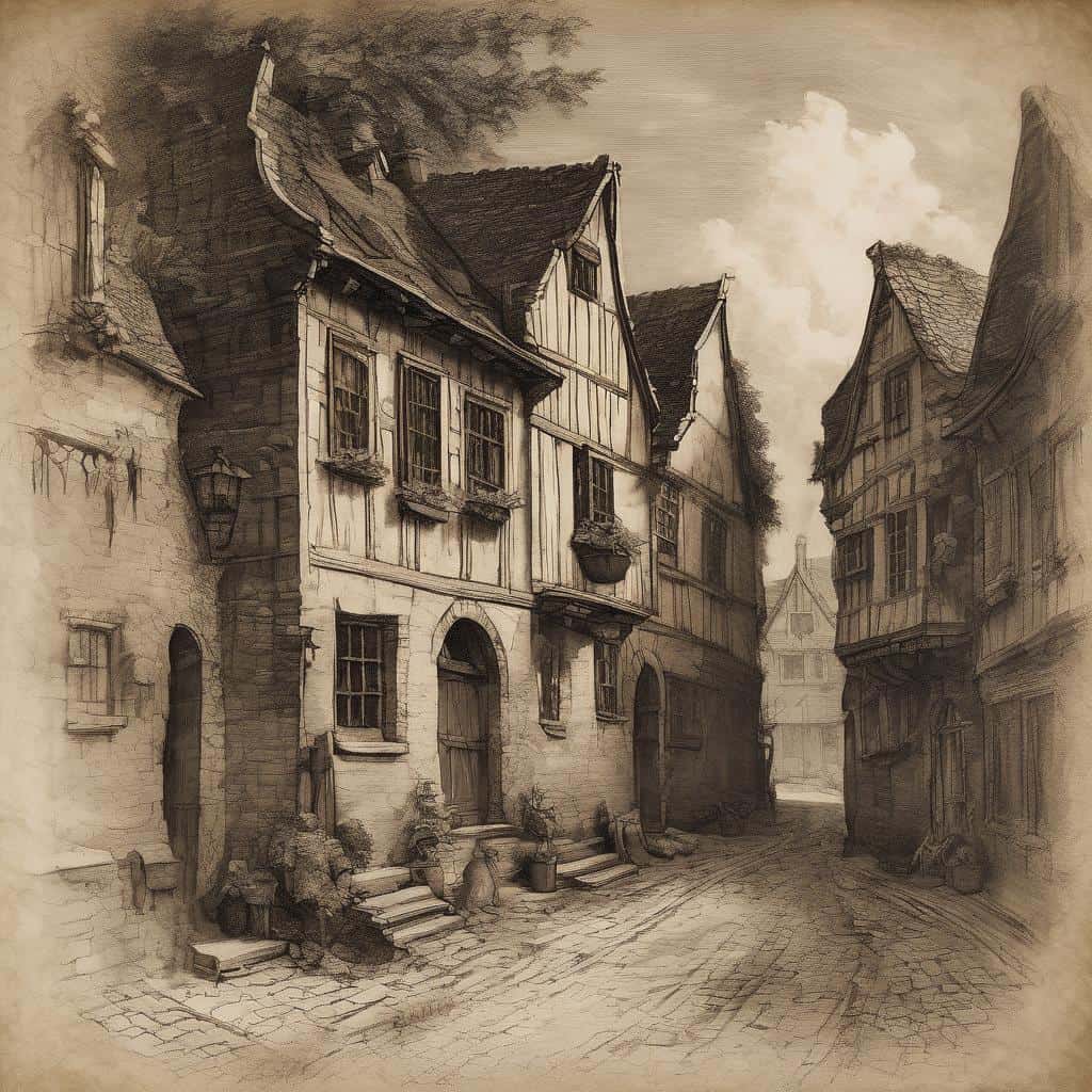 παραδοσιακά αρχοντικά σε ιστορικό δρόμο της σύγχρονης καλλιτεχνικής σκηνής, τέχνη και αρχιτεκτονική, πολιτισμός και δημιουργικότητα.